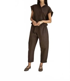 NEW BEAUMONT ORGANIC cedar poplin trouser pants in cacao organic